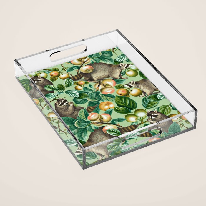 RACCOON AND FRUITS Acrylic Tray Gallery Image 1