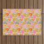 60's Retro Floral Outdoor Rug Gallery Image 1