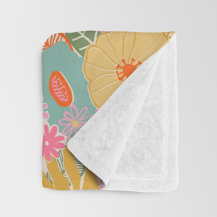 60's Retro Floral Throw Blanket Gallery Image 3