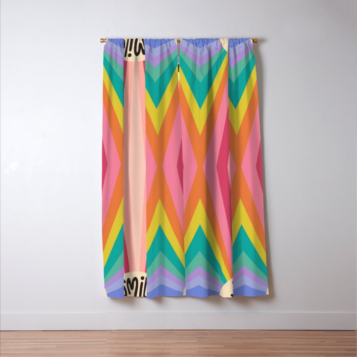 Smile - 70s Retro Sun Rainbow  Window Curtain Gallery Image 3