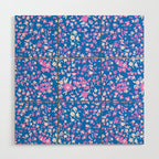 Pink and blue pop art ditsy Wood Wall Art Gallery Image 1