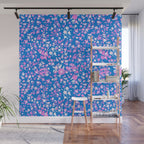 Pink and blue pop art ditsy Wall Mural Gallery Image 1