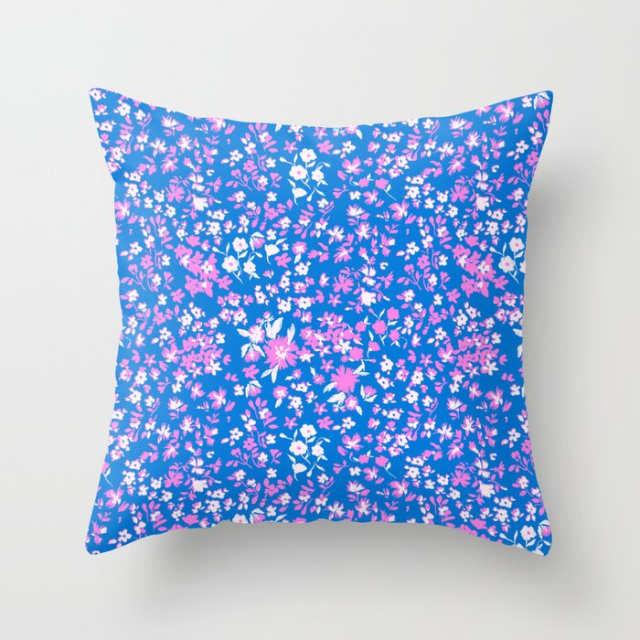 Pink and blue pop art ditsy Throw Pillow Gallery Image 1