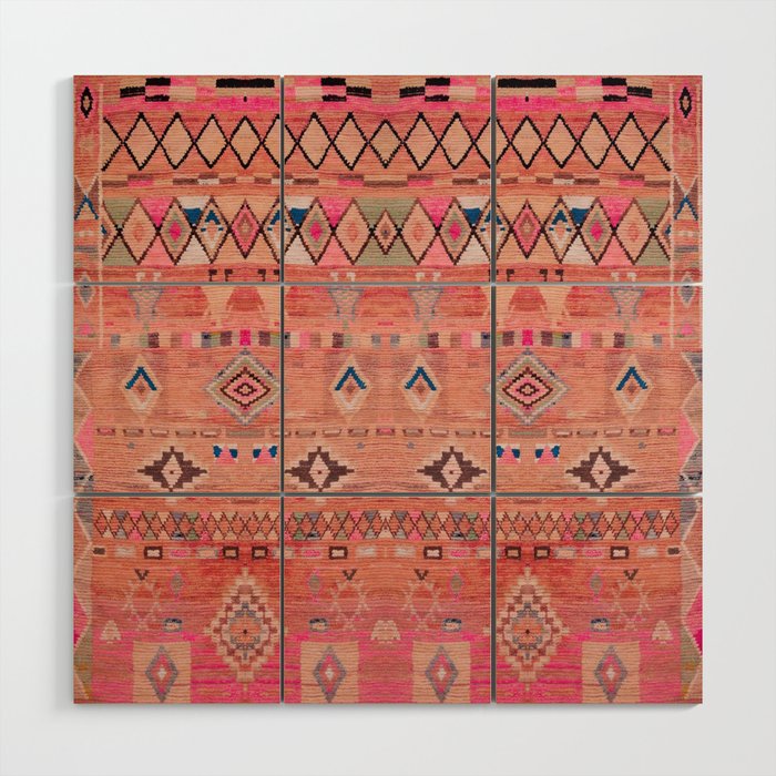 Traditional Moroccan Berber Rug Design Wood Wall Art Gallery Image 1