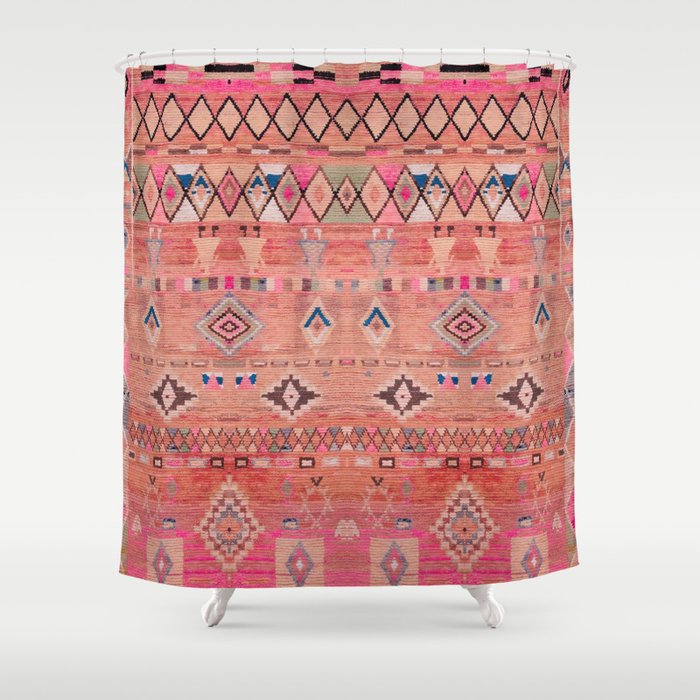 Traditional Moroccan Berber Rug Design Shower Curtain Gallery Image 1