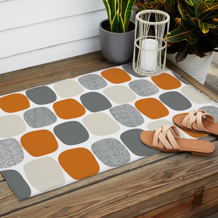 Wonky Ovals in Orange Outdoor Rug Gallery Image 2