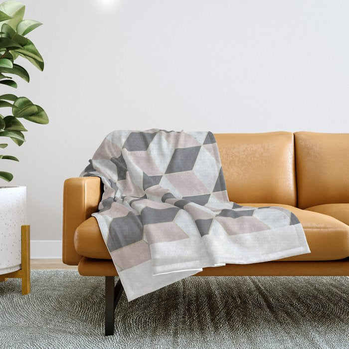 Blush Marble Cube Throw Blanket Gallery Image 1