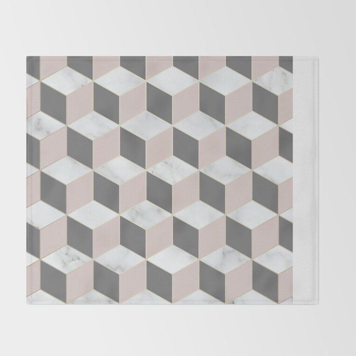 Blush Marble Cube Throw Blanket Gallery Image 2