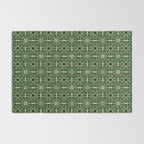Art Deco Floral Tiles in Emerald Green and Faux Gold Rug Gallery Image 2