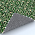 Art Deco Floral Tiles in Emerald Green and Faux Gold Rug Gallery Image 4