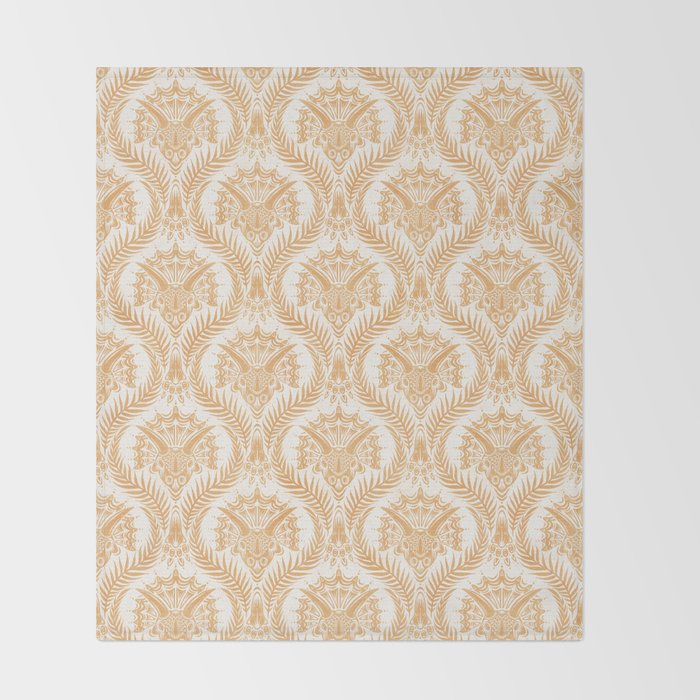 Triceratops Damask - Golden Throw Blanket Gallery Image 2