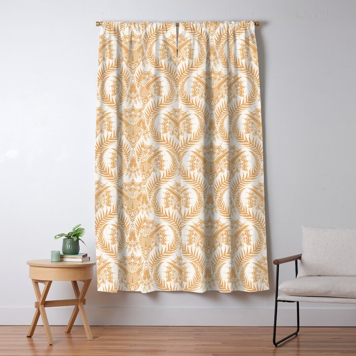 Triceratops Damask - Golden Window Curtain Gallery Image 1