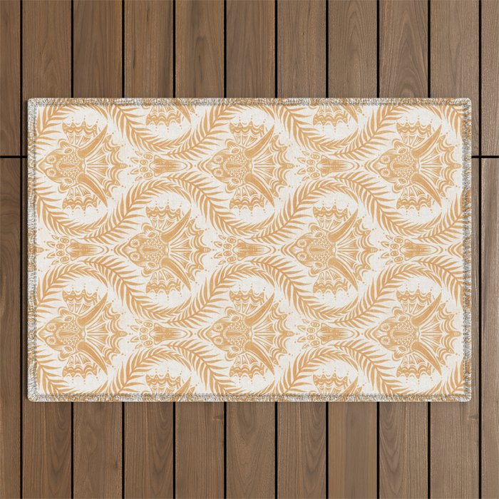 Triceratops Damask - Golden Outdoor Rug Gallery Image 1