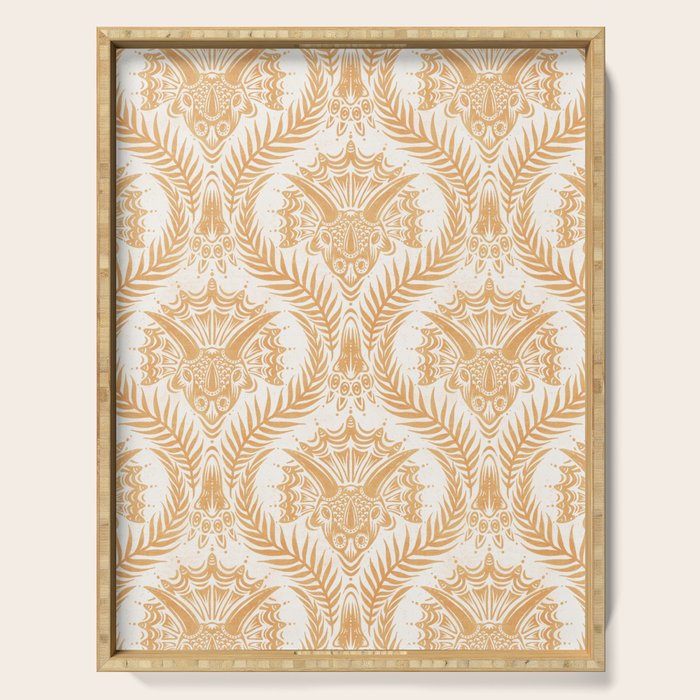 Triceratops Damask - Golden Serving Tray Gallery Image 1