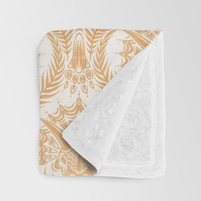 Triceratops Damask - Golden Throw Blanket Gallery Image 3
