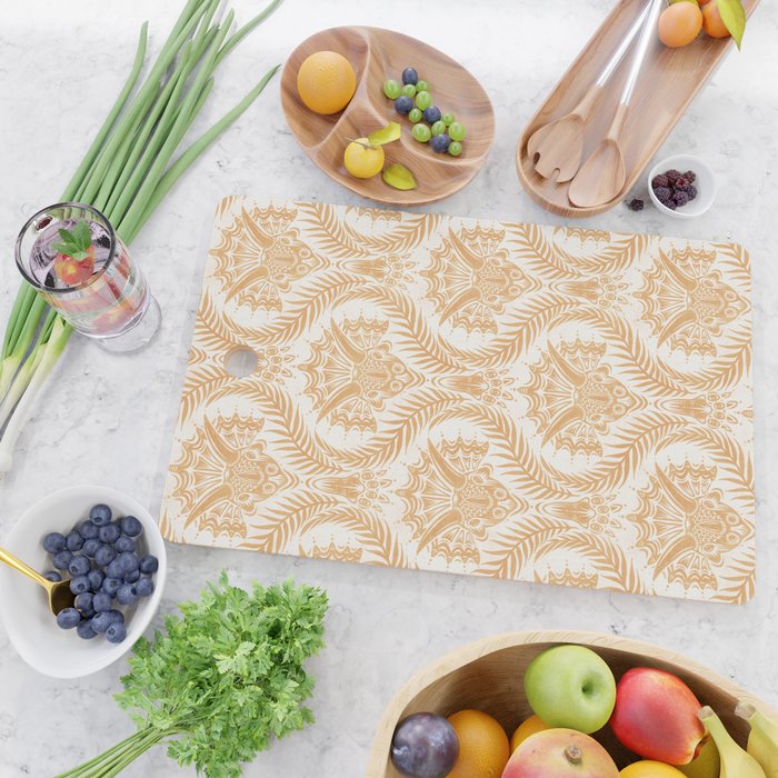 Triceratops Damask - Golden Cutting Board Gallery Image 2