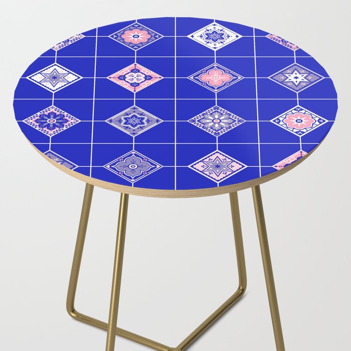 Talavera Mexican Tile - Pink & Periwinkle Palette Side Table Gallery Image 2