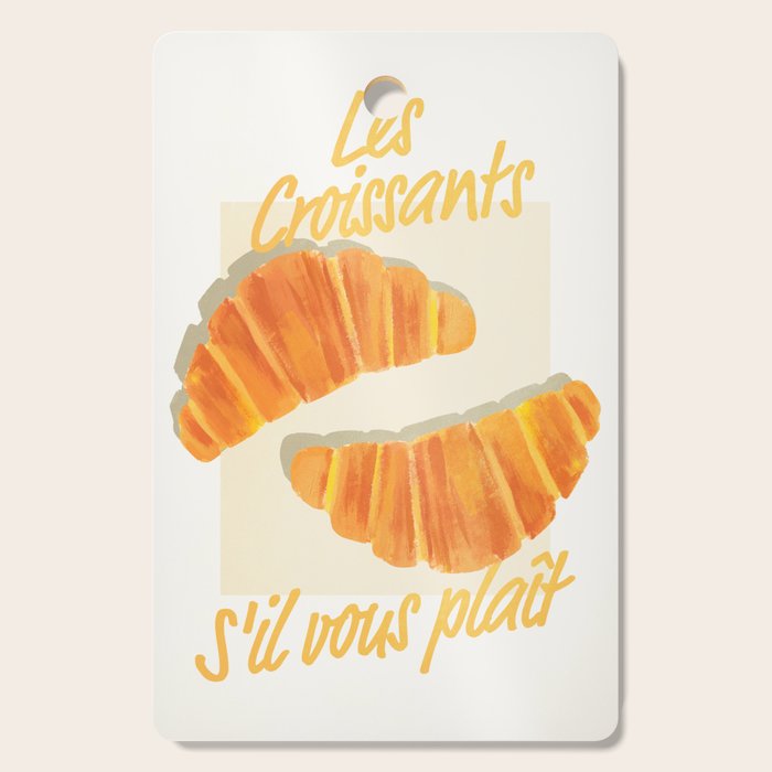 Croissants: Vintage Retro French Brunch Bakery Cafe Art Cutting Board Gallery Image 1
