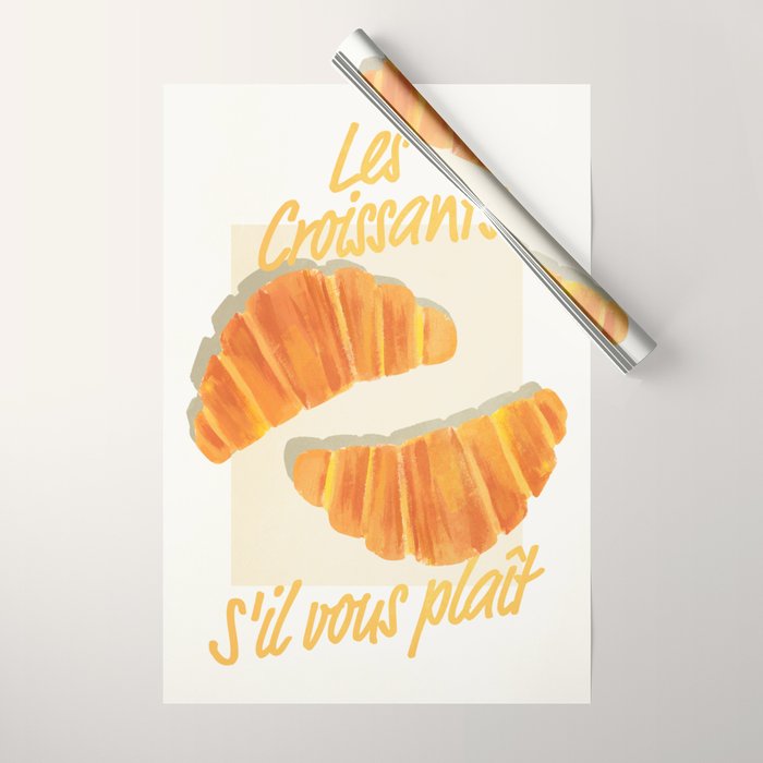 Croissants: Vintage Retro French Brunch Bakery Cafe Art Wrapping Paper Gallery Image 1