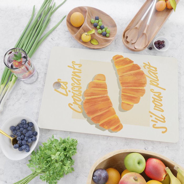 Croissants: Vintage Retro French Brunch Bakery Cafe Art Cutting Board Gallery Image 2
