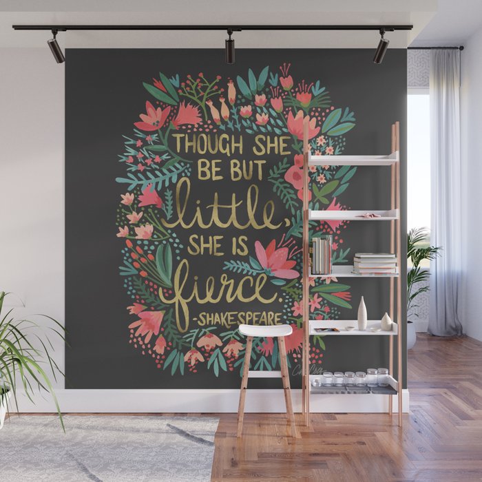 Little & Fierce on Charcoal Wall Mural Gallery Image 1