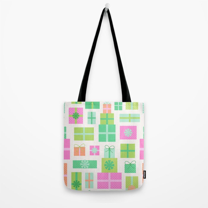 Retro Christmas Presents - Pink & Green Tote Bag Gallery Image 2