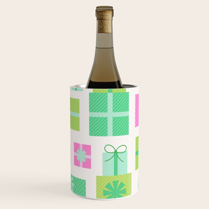 Retro Christmas Presents - Pink & Green Wine Chiller Gallery Image 1