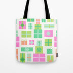 Retro Christmas Presents - Pink & Green Tote Bag Gallery Image 1