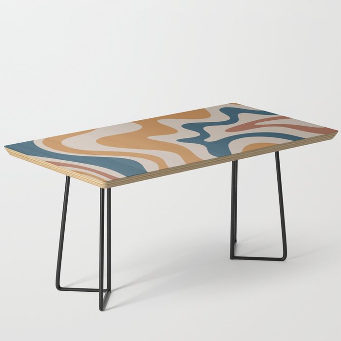 Liquid Swirl Retro Abstract Pattern Blue Ochre Rust Taupe Coffee Table Gallery Image 1