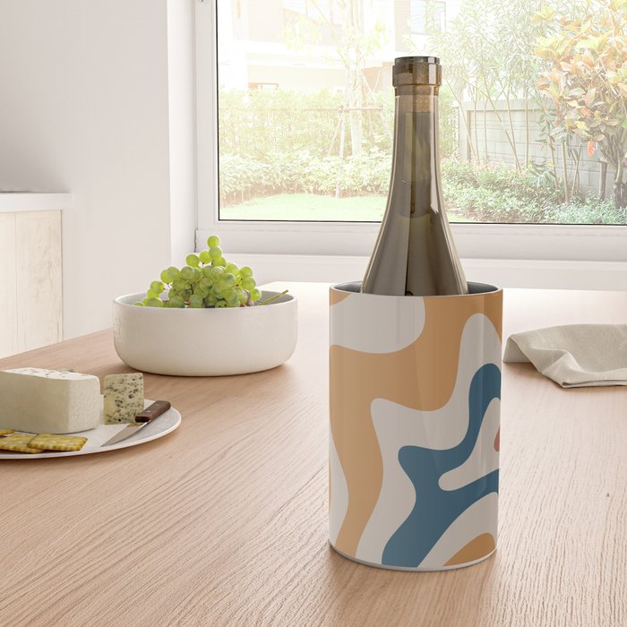 Liquid Swirl Retro Abstract Pattern Blue Ochre Rust Taupe Wine Chiller Gallery Image 4