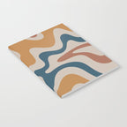 Liquid Swirl Retro Abstract Pattern Blue Ochre Rust Taupe Notebook Gallery Image 2