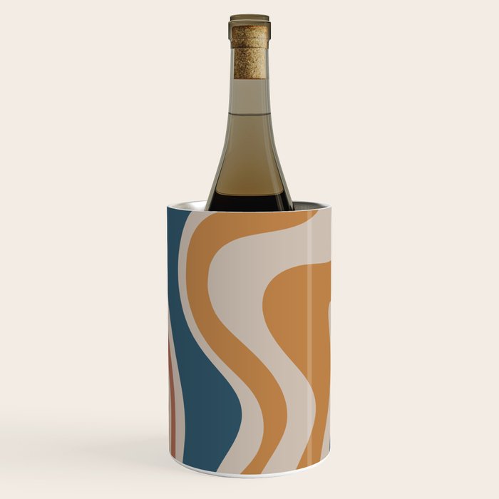 Liquid Swirl Retro Abstract Pattern Blue Ochre Rust Taupe Wine Chiller Gallery Image 2