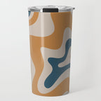 Liquid Swirl Retro Abstract Pattern Blue Ochre Rust Taupe Travel Mug Gallery Image 1