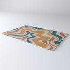 Liquid Swirl Retro Abstract Pattern Blue Ochre Rust Taupe Rug Gallery Image 3