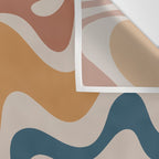 Liquid Swirl Retro Abstract Pattern Blue Ochre Rust Taupe Wall Tapestry Gallery Image 3