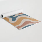 Liquid Swirl Retro Abstract Pattern Blue Ochre Rust Taupe Yoga Mat Gallery Image 2