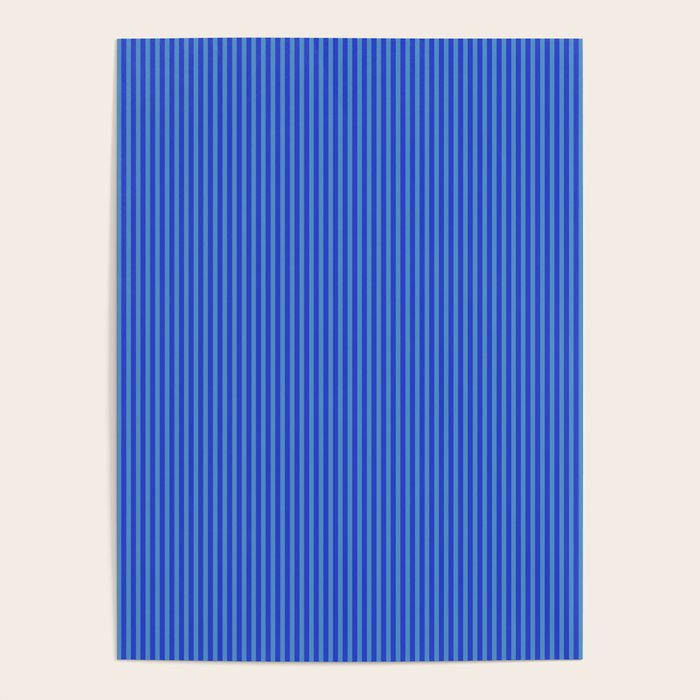 Blue Ultra Fine Stripe Narrow Vertical Pinstripe Pattern Poster Gallery Image 1