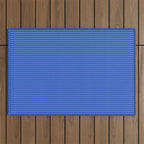Blue Ultra Fine Stripe Narrow Vertical Pinstripe Pattern Outdoor Rug Gallery Image 1