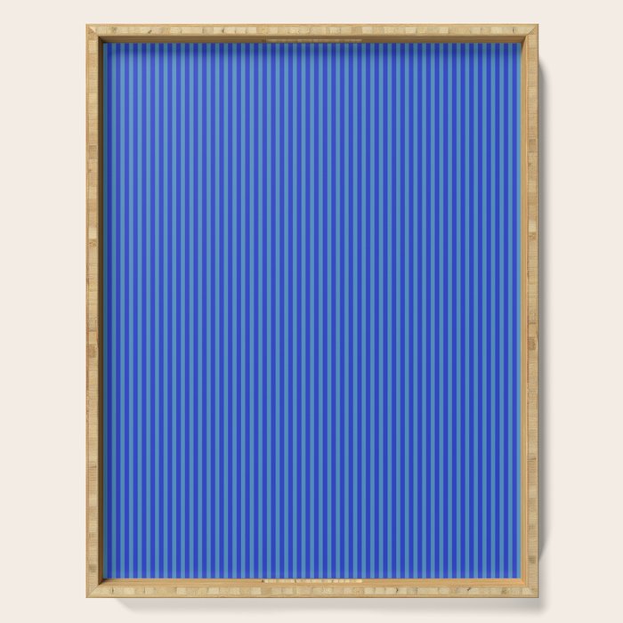 Blue Ultra Fine Stripe Narrow Vertical Pinstripe Pattern Serving Tray Gallery Image 1