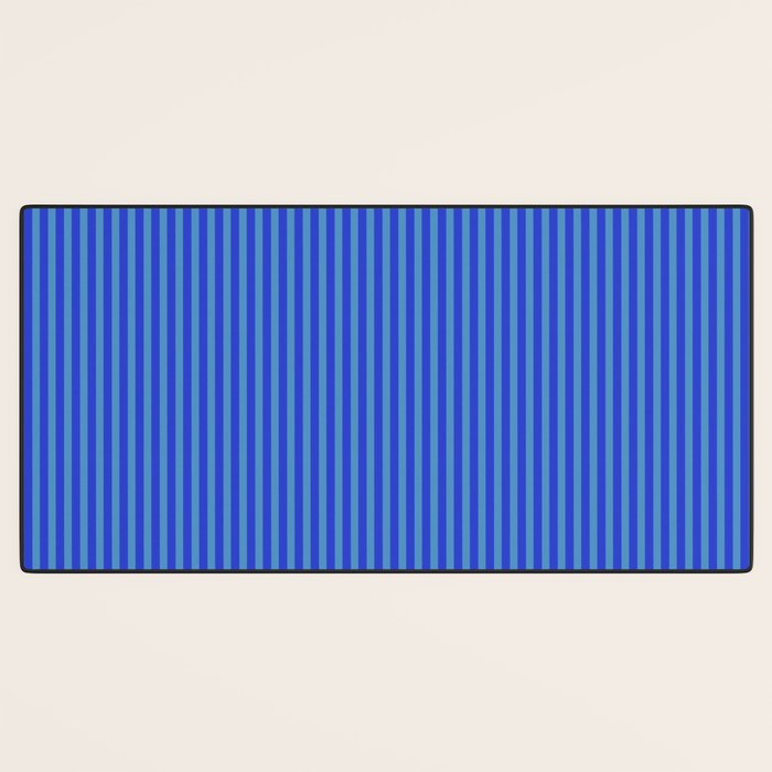 Blue Ultra Fine Stripe Narrow Vertical Pinstripe Pattern Desk Mat Gallery Image 3