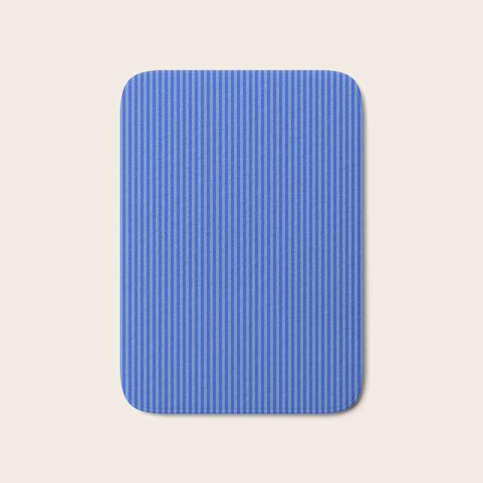 Blue Ultra Fine Stripe Narrow Vertical Pinstripe Pattern Bath Mat Gallery Image 1