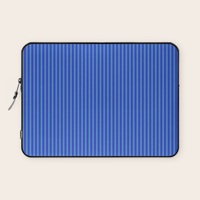 Blue Ultra Fine Stripe Narrow Vertical Pinstripe Pattern Laptop Sleeve Gallery Image 1