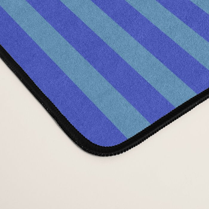 Blue Ultra Fine Stripe Narrow Vertical Pinstripe Pattern Desk Mat Gallery Image 4