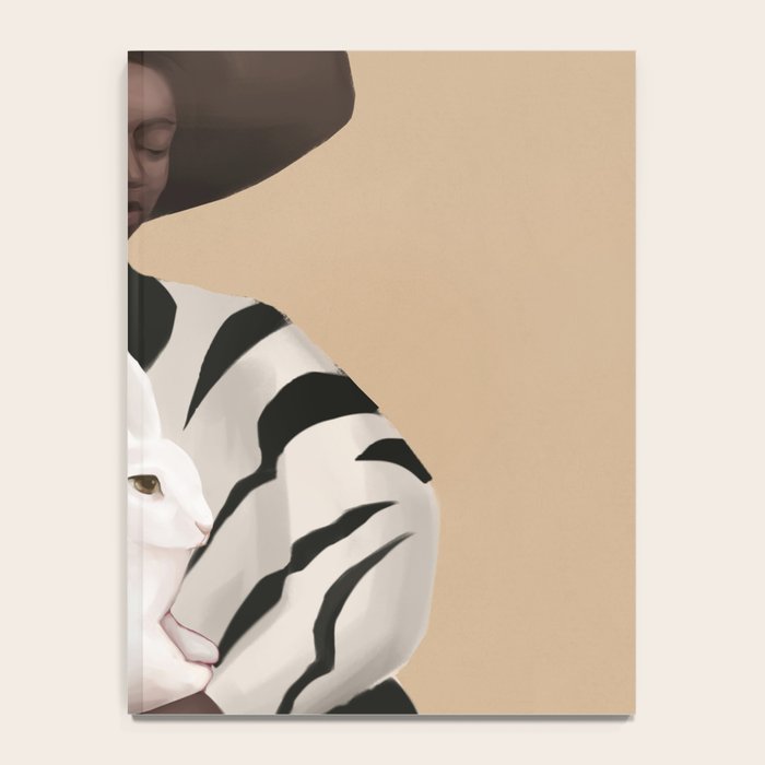 Woman in Stripes Holding a White Rabbit Notebook Gallery Image 4