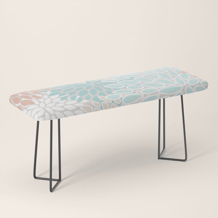 Floral Prints, Soft, Peach and Teal, Modern Print Art Bench Gallery Image 1