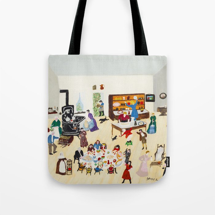 Anna Mary Robertson 'Grandma' Moses Thanksgiving American Folk Art Tote Bag Gallery Image 1