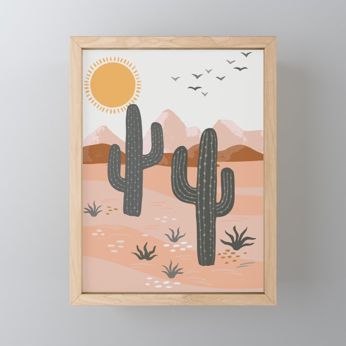 Cacti Desert Landscape Mini Art Print Gallery Image 1