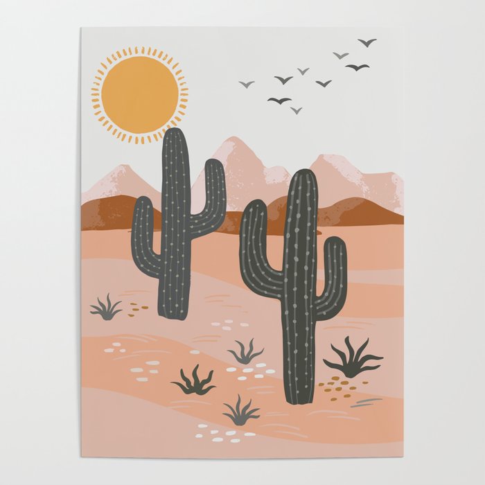Cacti Desert Landscape Poster Gallery Image 1
