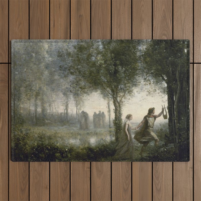 Orpheus Leading Eurydice from the Underworld - Jean-Baptiste-Camille Corot Outdoor Rug Gallery Image 1