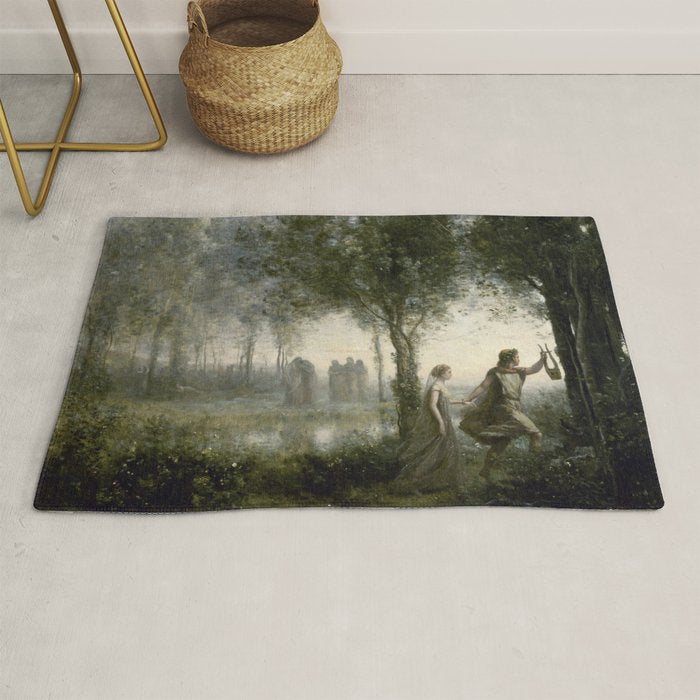 Orpheus Leading Eurydice from the Underworld - Jean-Baptiste-Camille Corot Rug Gallery Image 1